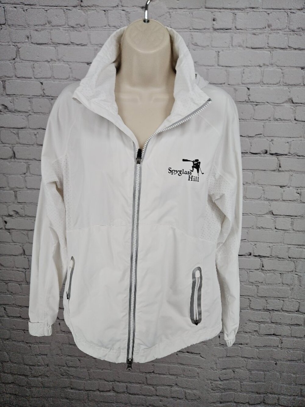 Zero Restriction Tour Series White Hooded Golf Jacket Spyglass Hill Women's L